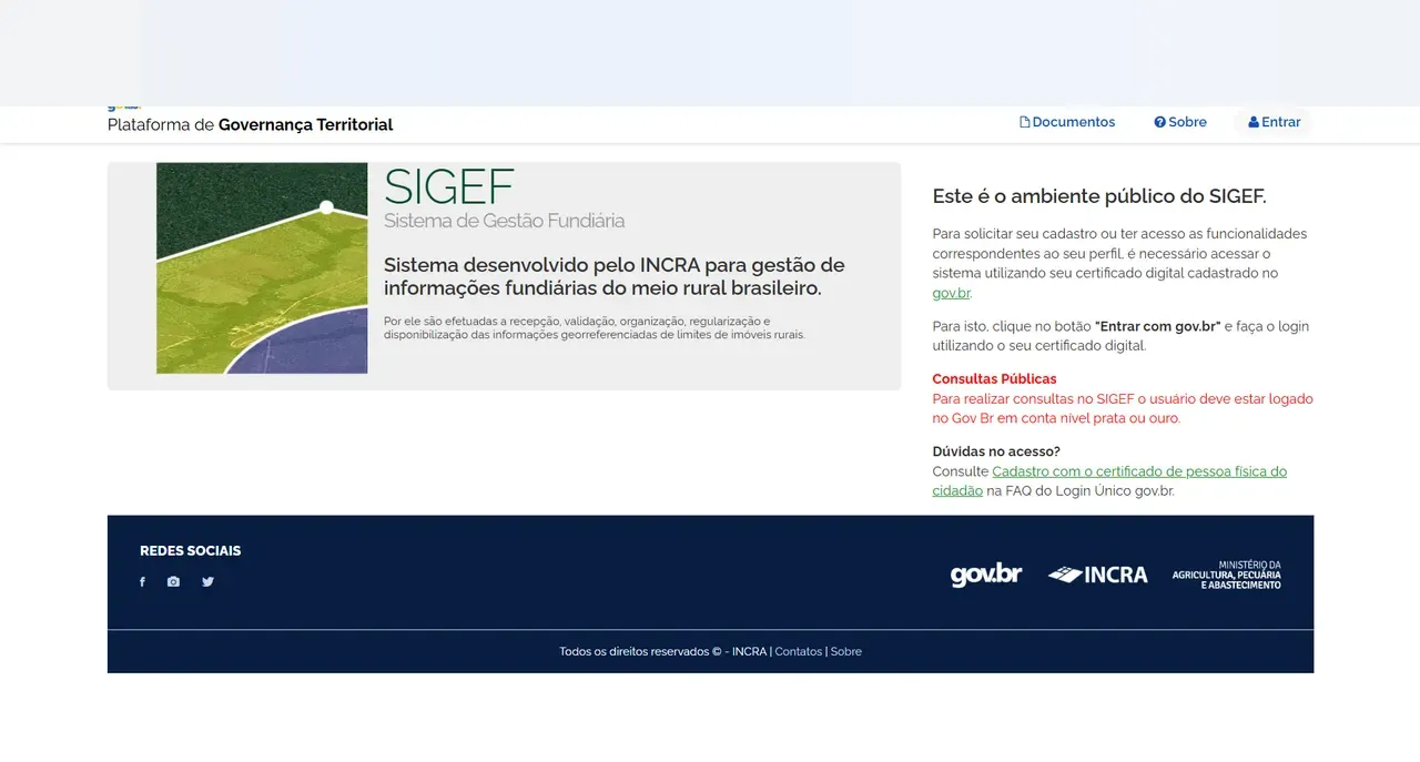 Buscador SIGEF — passo 1