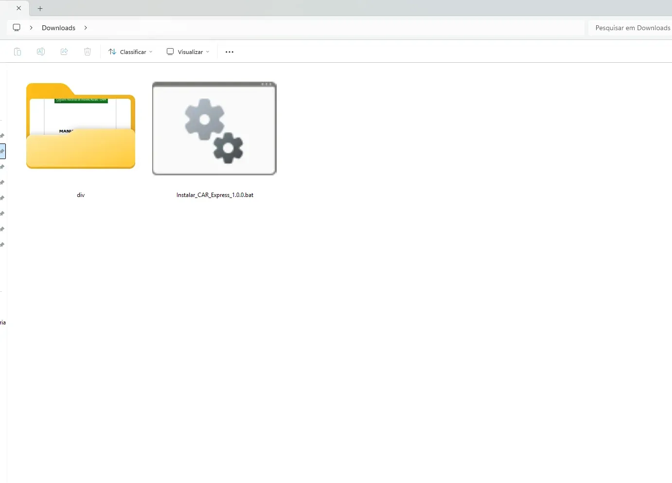 Arquivo Instalar_CAR_Express_1.0.0.bat na pasta Downloads do Windows.